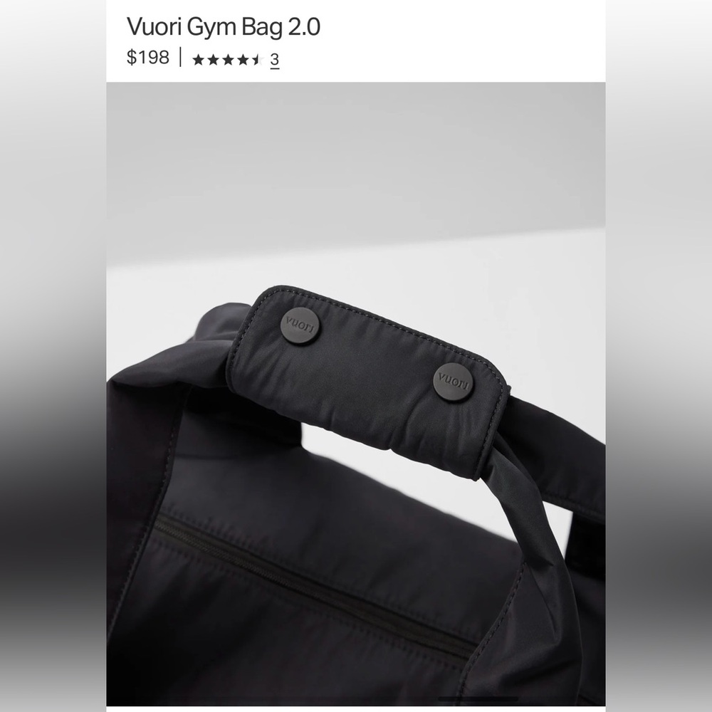 BNWT Vuori Black gym 2.0  Bag with Zipper - Picture 4 of 9